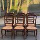 6 chaises Louis XV en bois massif chêne foncé et paille sculptures coqu