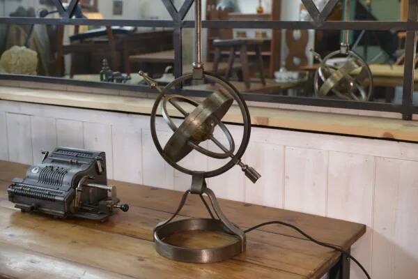 Neoclassical astrolabe lamp by Jean-Pierre Ryckaert 1960s
