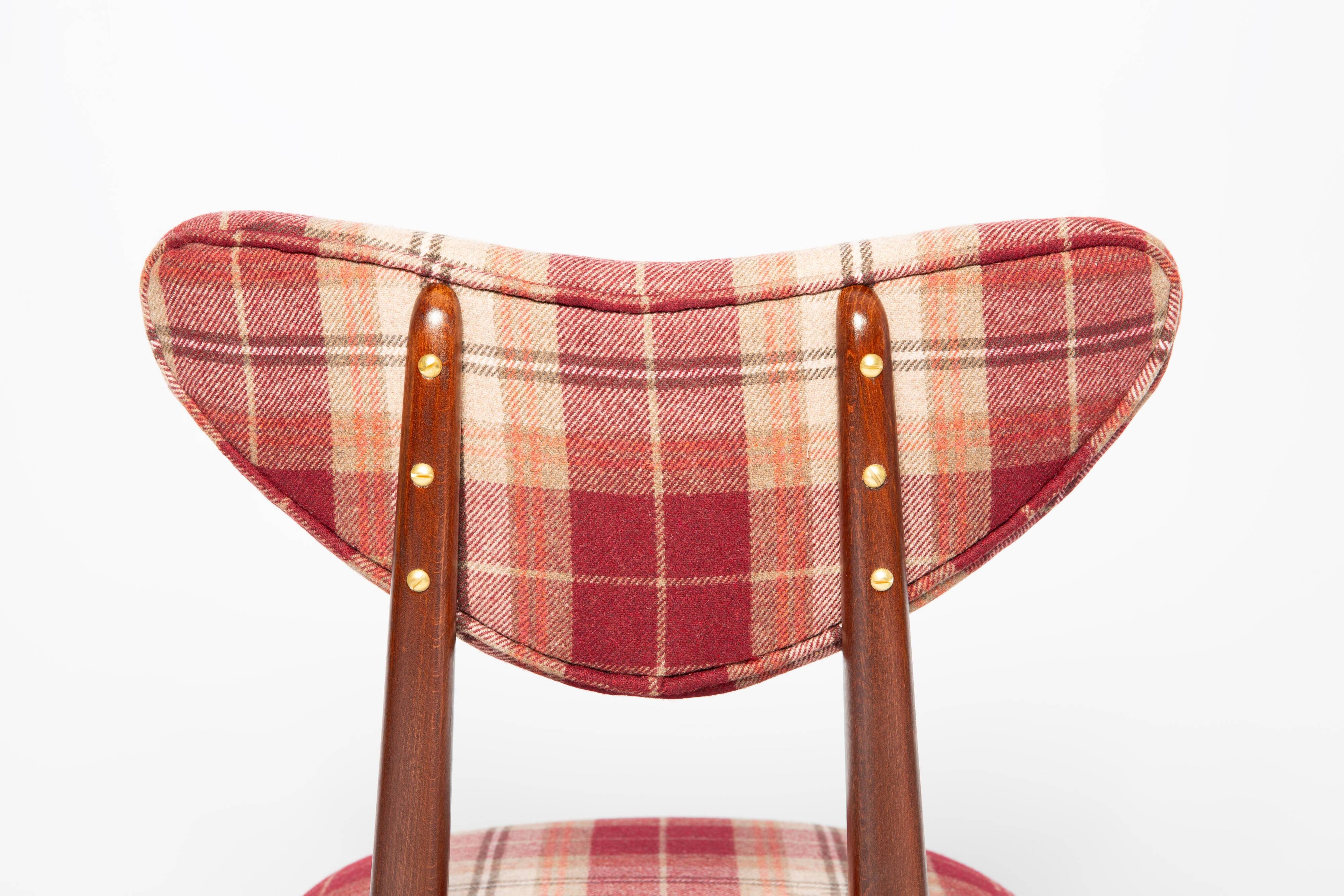Classic Scottish chair in red burgundy tartan pattern, mid-century, Europe, 1960s.