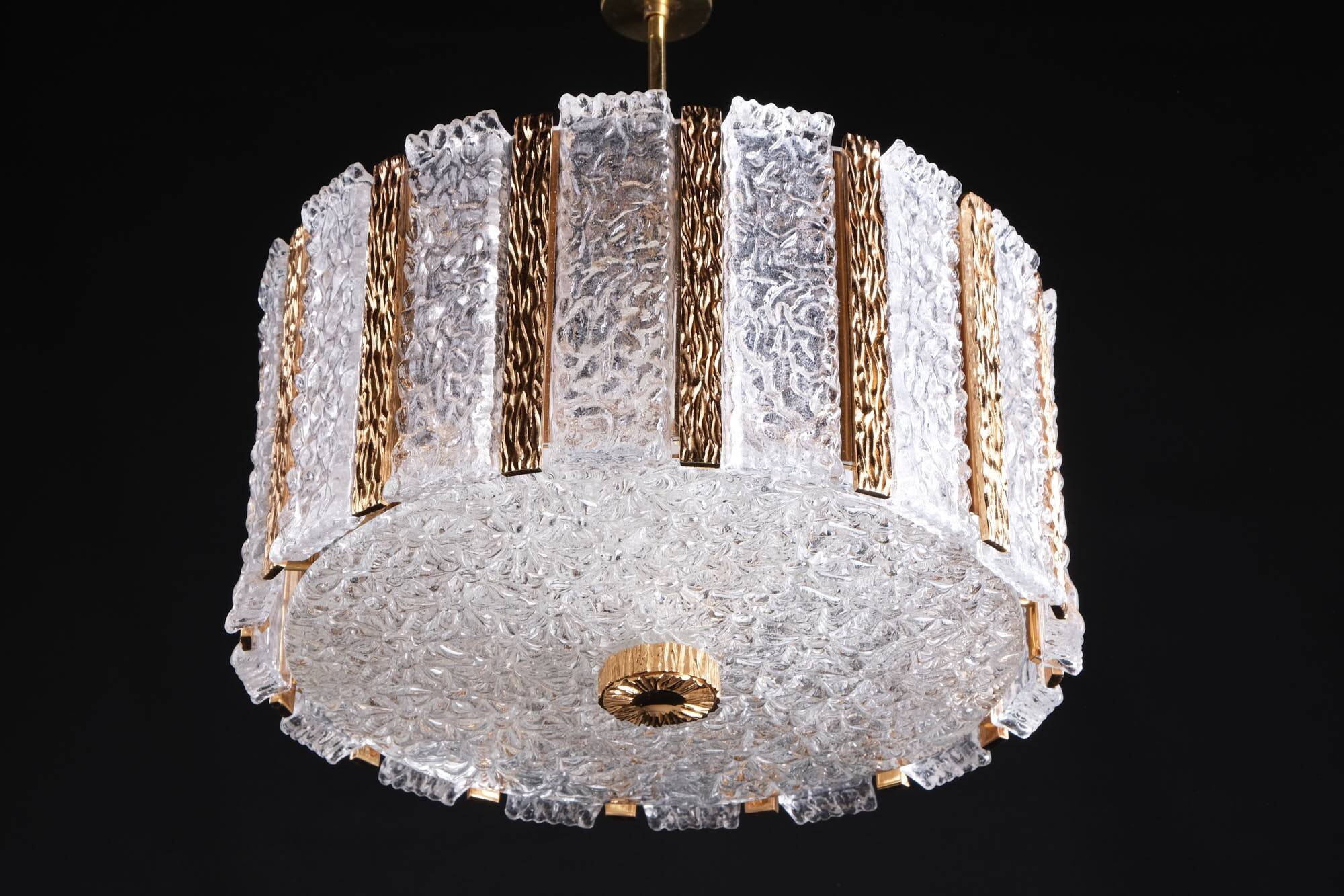 Vintage Kalmar lamp from the 60s, brass and glass