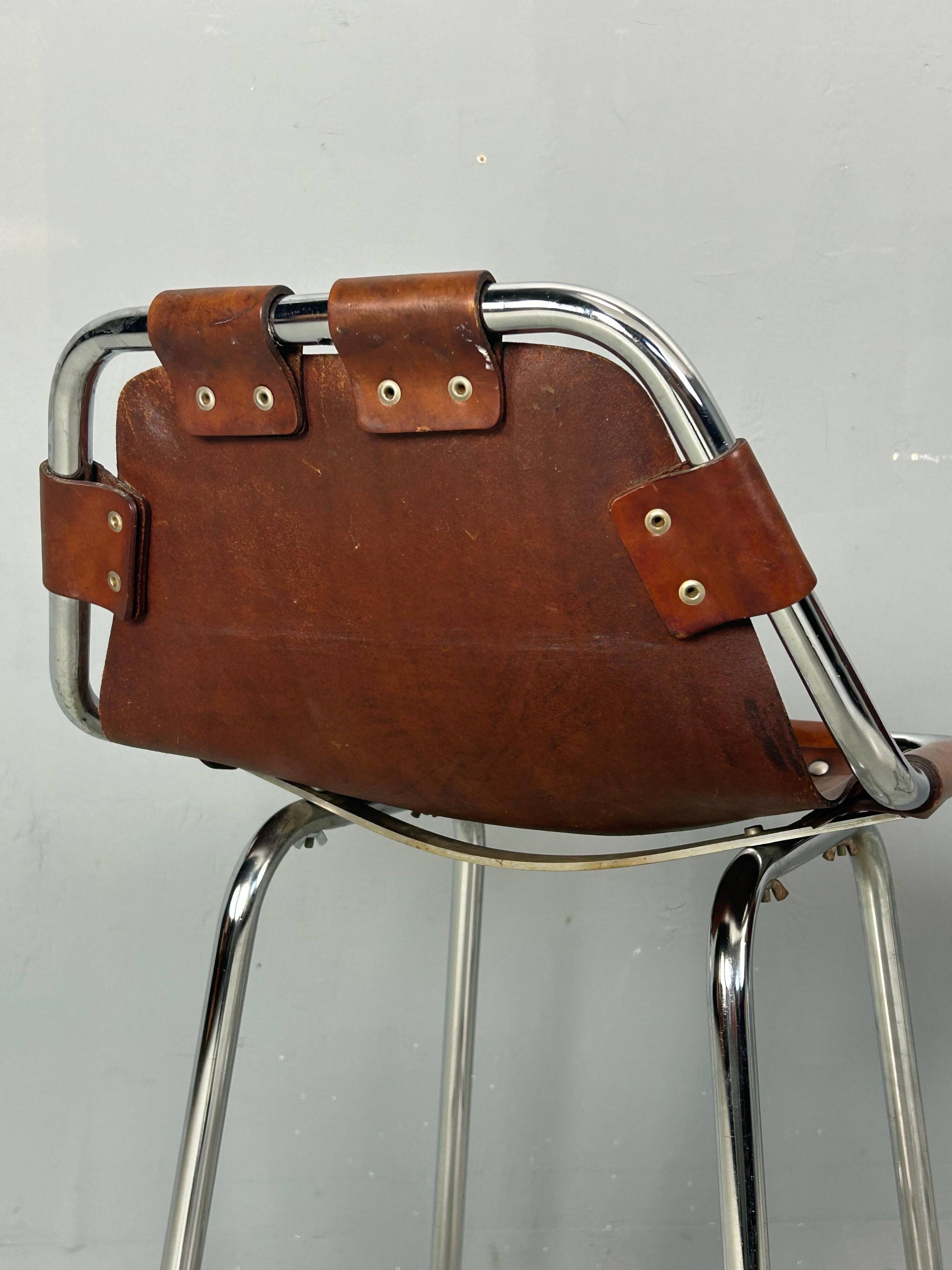 3x Leather Bar Stool for Les Arc Ski Resort, Selected by Charlotte Perriand