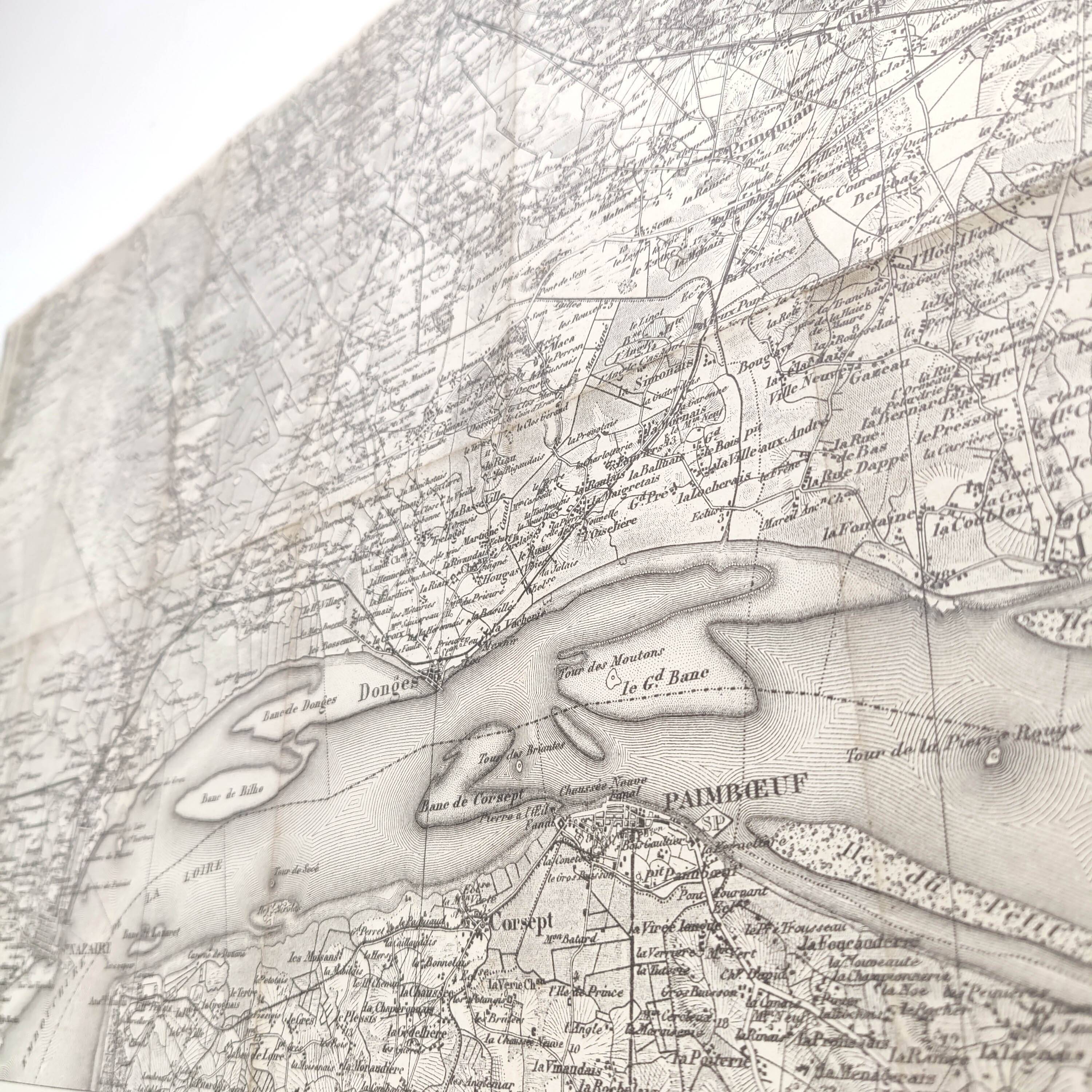 Old map Loire St Nazaire estuary late nineteenth