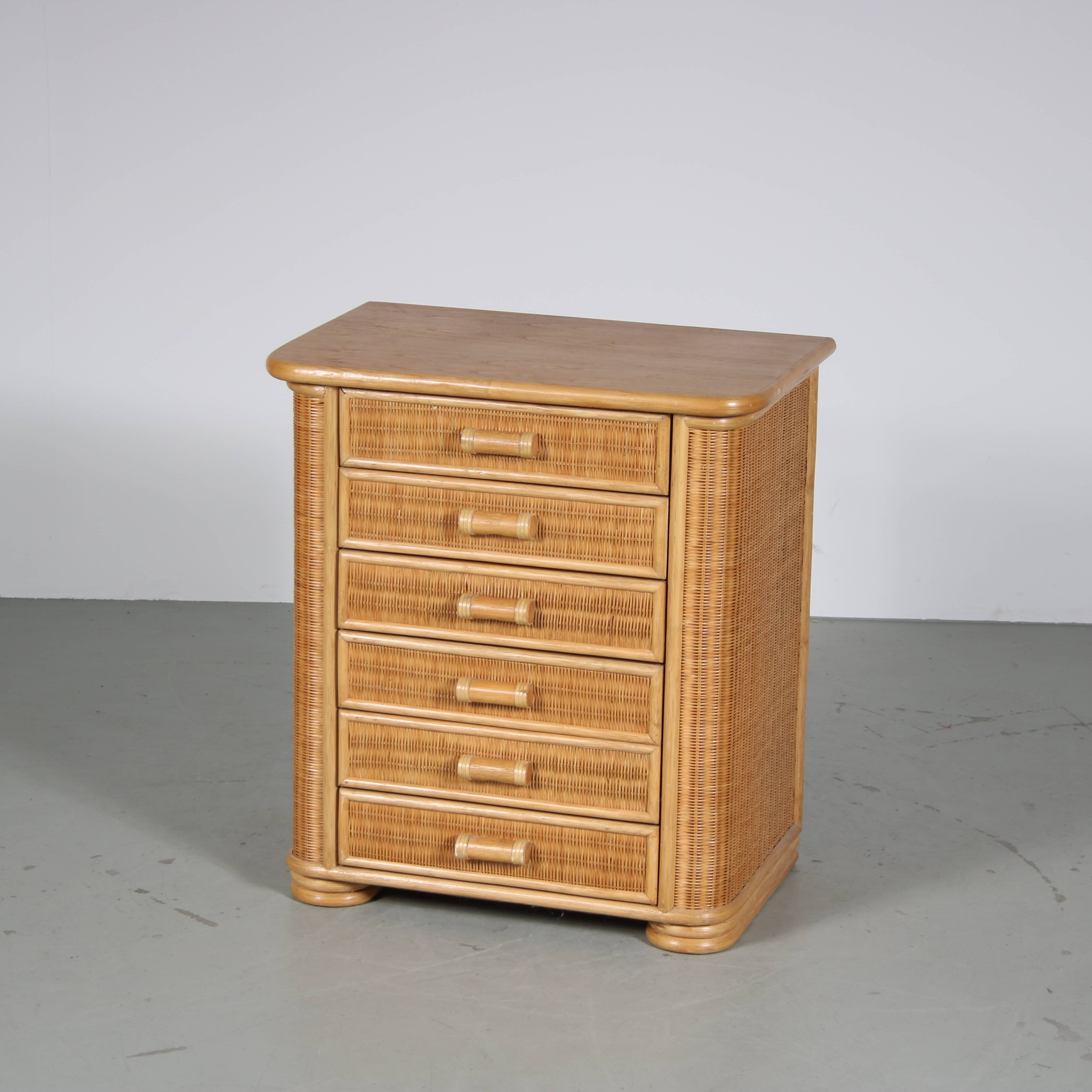 Commode à tiroirs de style Dal Vera des années 1970 d’Italie