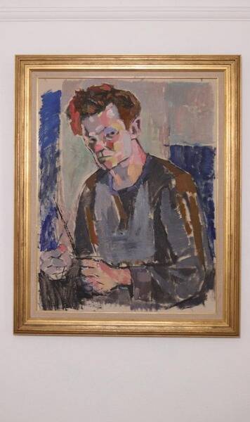 Original XL Swedish oil on canvas – portrait by Pär Thorell – dated 1955 – vintage & framed – 93 × 76 cm