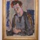 Original XL Swedish oil on canvas – portrait by Pär Thorell – dated 1955 – vintage & framed – 93 × 76 cm