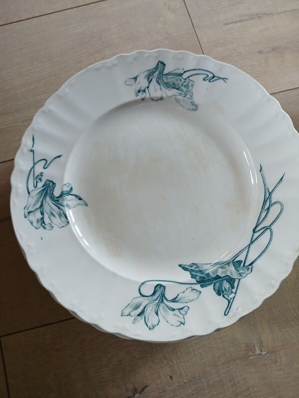 12 assiettes plates anciennes en Terre de fer