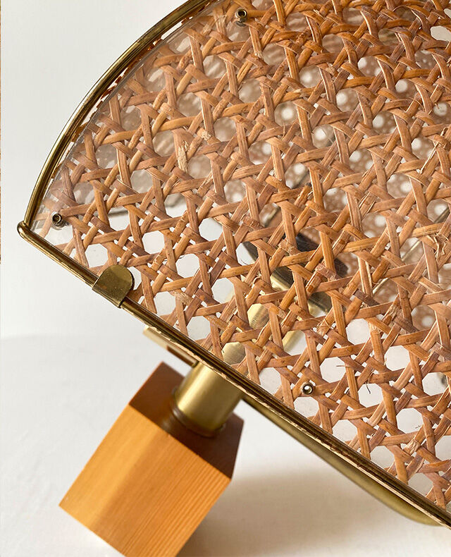 Pair of brass and canning wall lamps