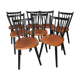 Lot of 8 Scandinavian chairs feet compass stamped Hiller
