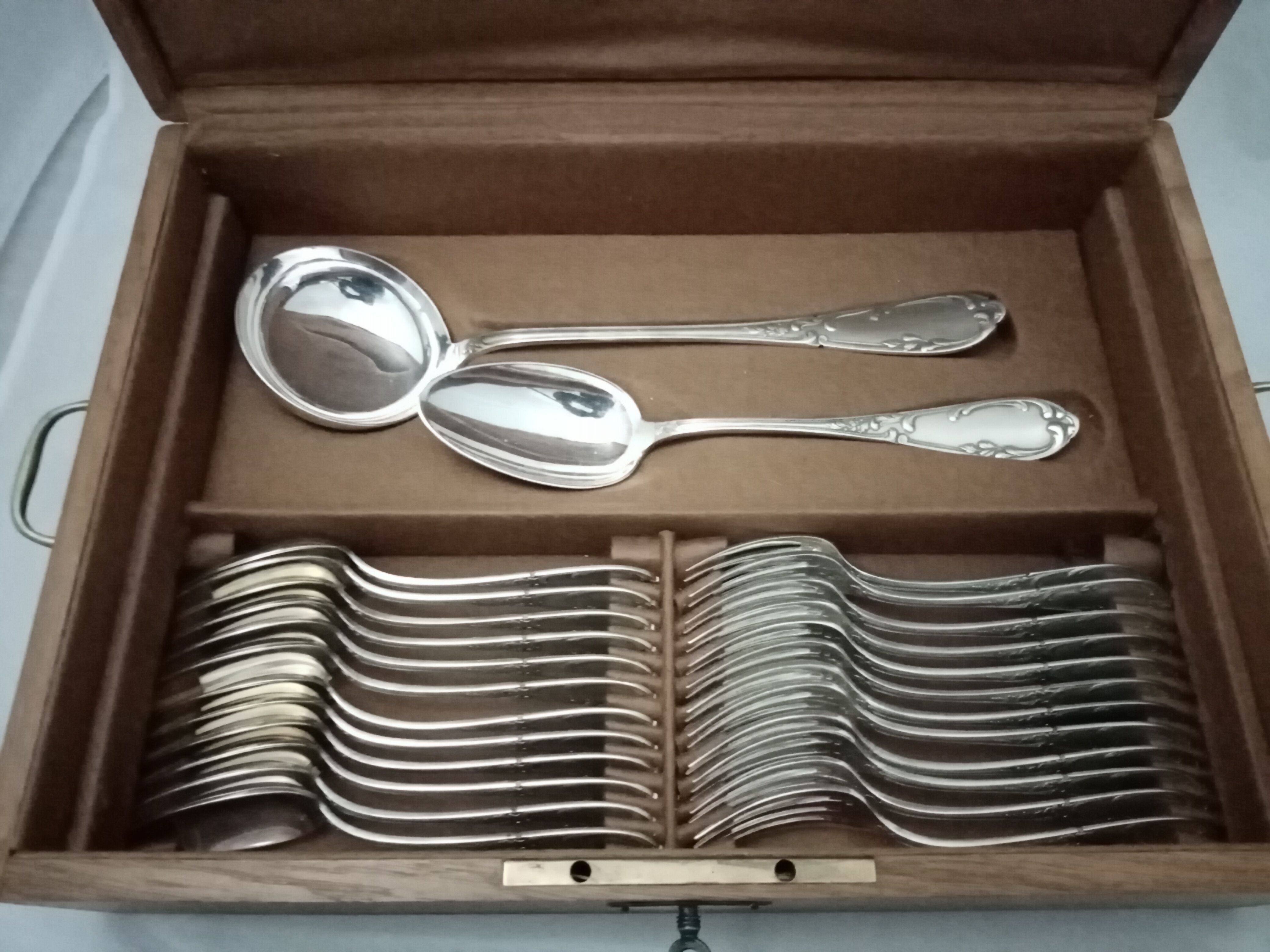 Housewife SFAM model Chambly rocker Louis XV silver metal wooden box