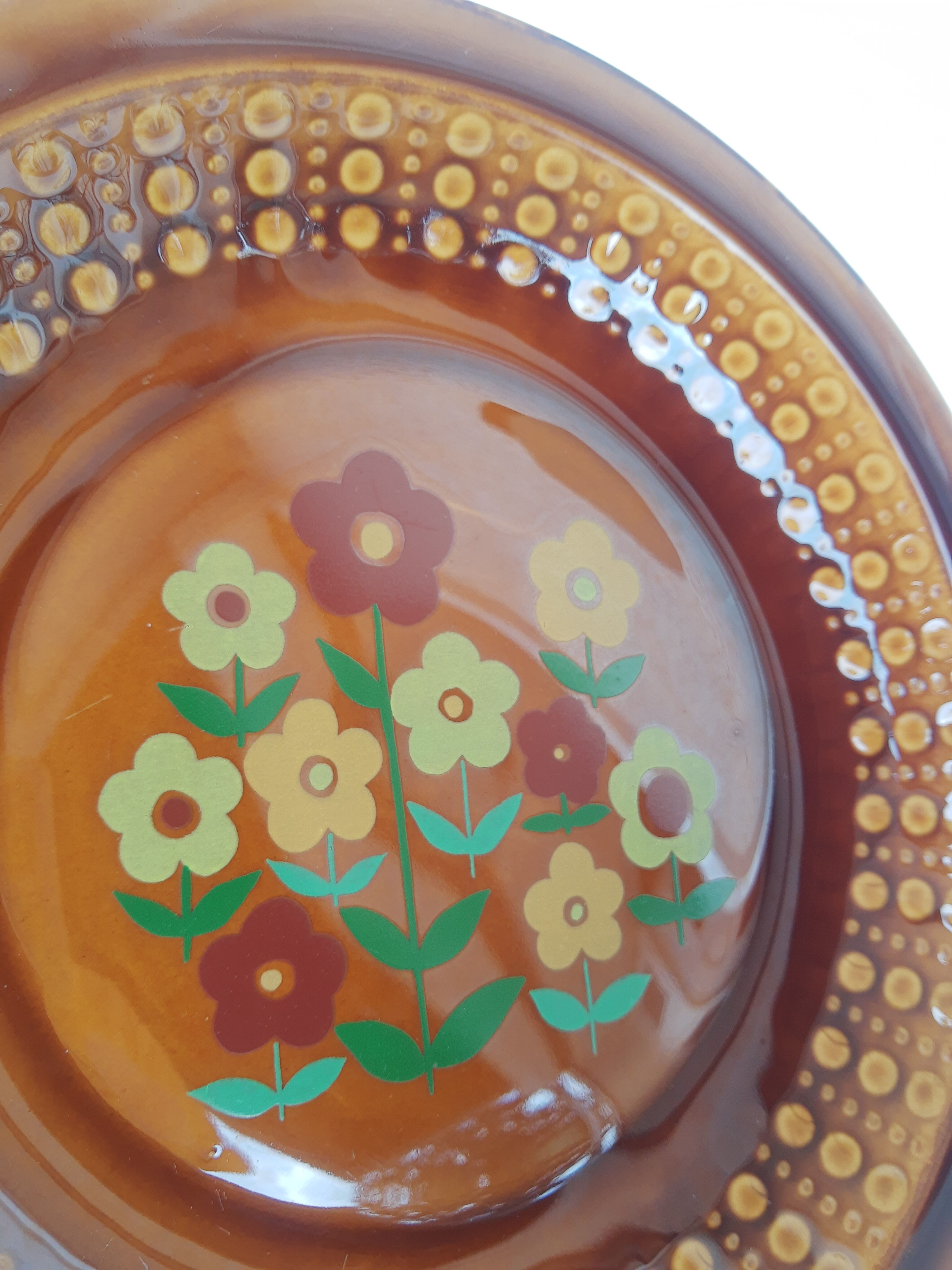 Vintage Tulowice flower deep plate
