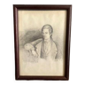Portrait 1838, graphite on paper, glazed wooden frame