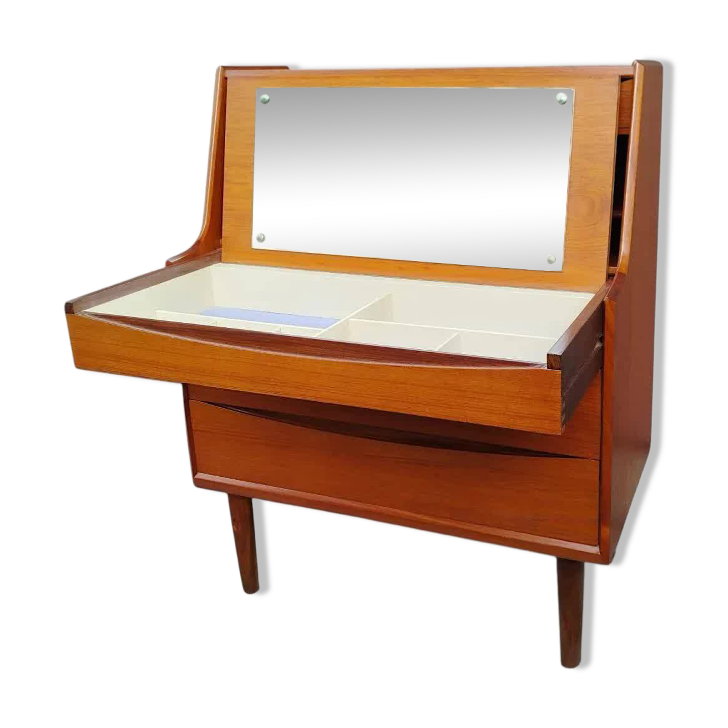 Teak secretary by A. Vodder (attributed), mirror, Denmark 1960s