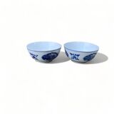 Set of 2 fine Chinese porcelain noodle bowls, old vintage Qing dynasty style