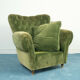 Pair 2 armchairs wood velvet green design 50s vintage modern