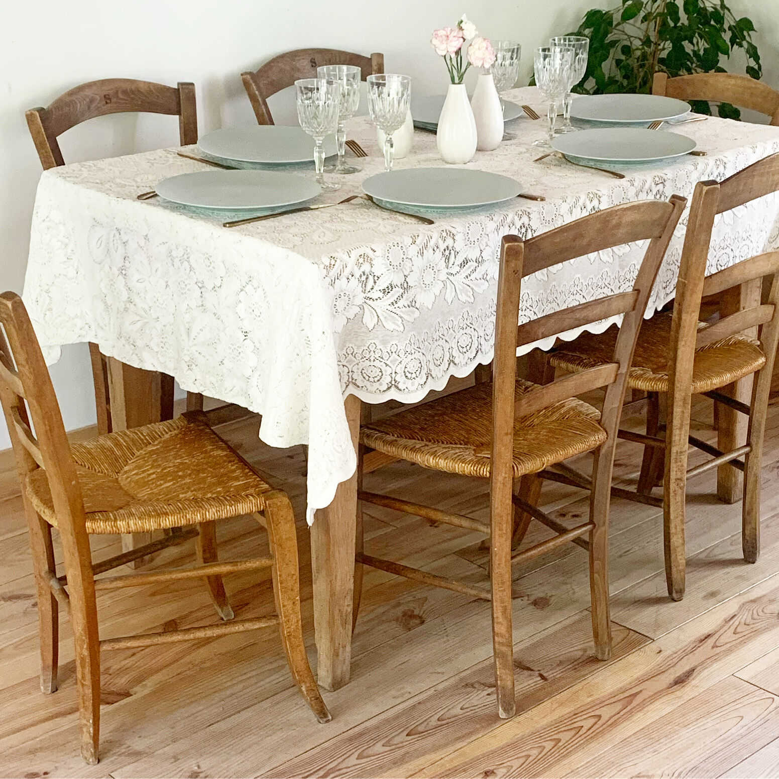 Lot de 6 chaises de ferme vintage