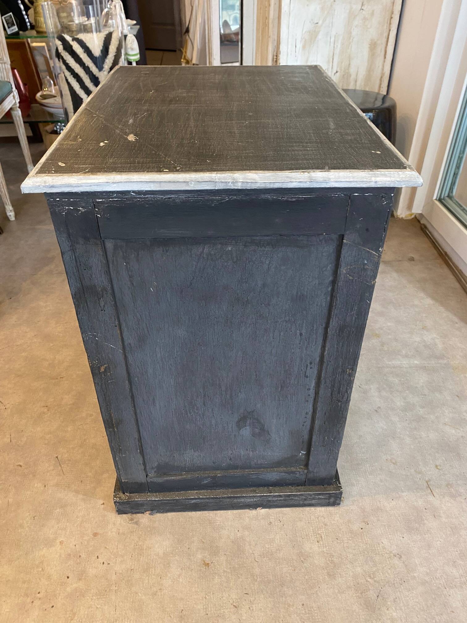 Antique professional furniture in patinated wood with 3 administration locker drawers