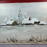 Oil on canvas "Brière under the snow" signature to be identified