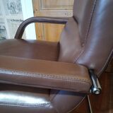 Deux fauteuils cuir et chrome 1970