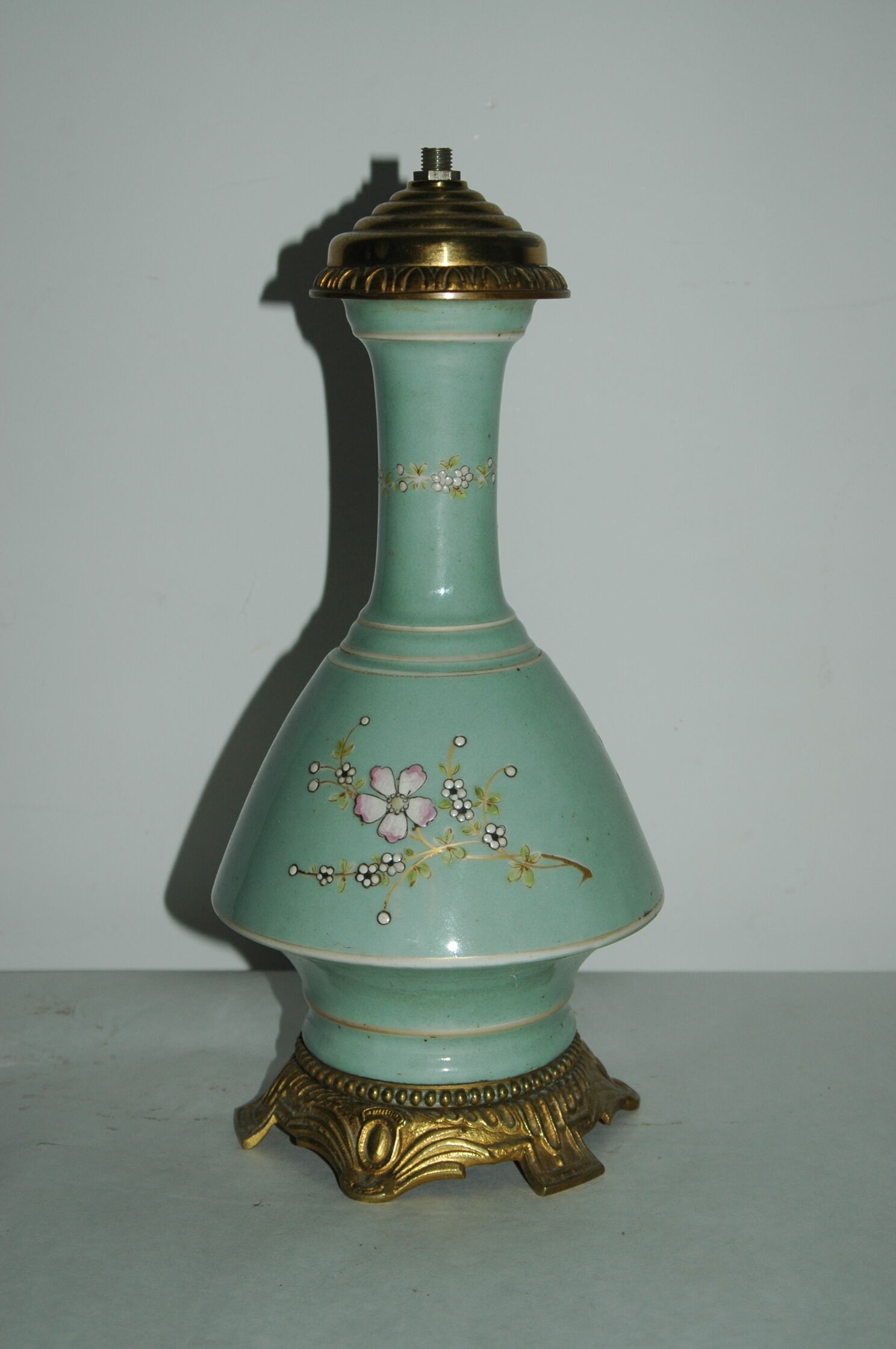 Art-new lamp foot in enamelled earthenware and bronze