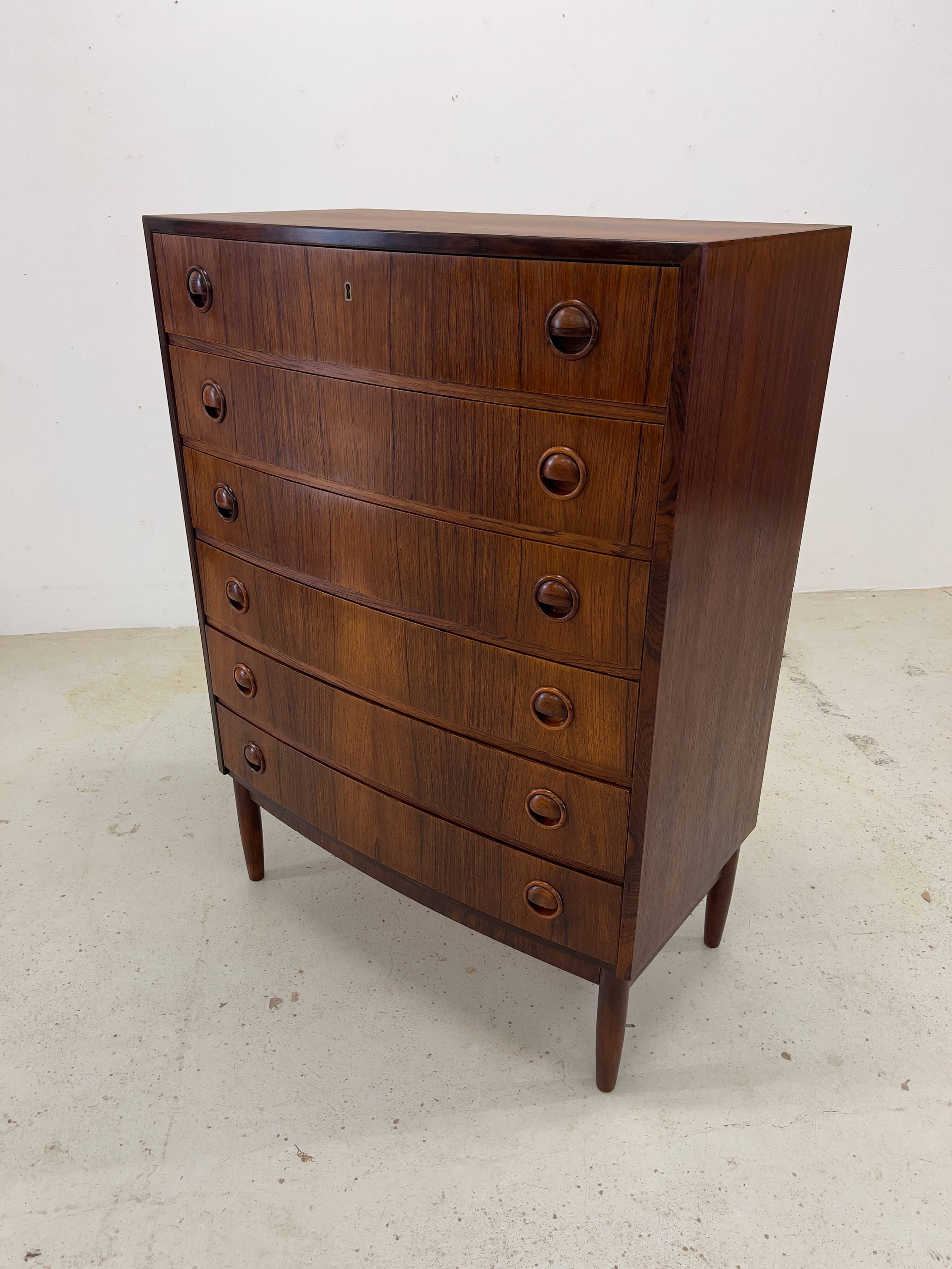 Rosewood Bowed Chest Of Drawers By Kai Kristiansen