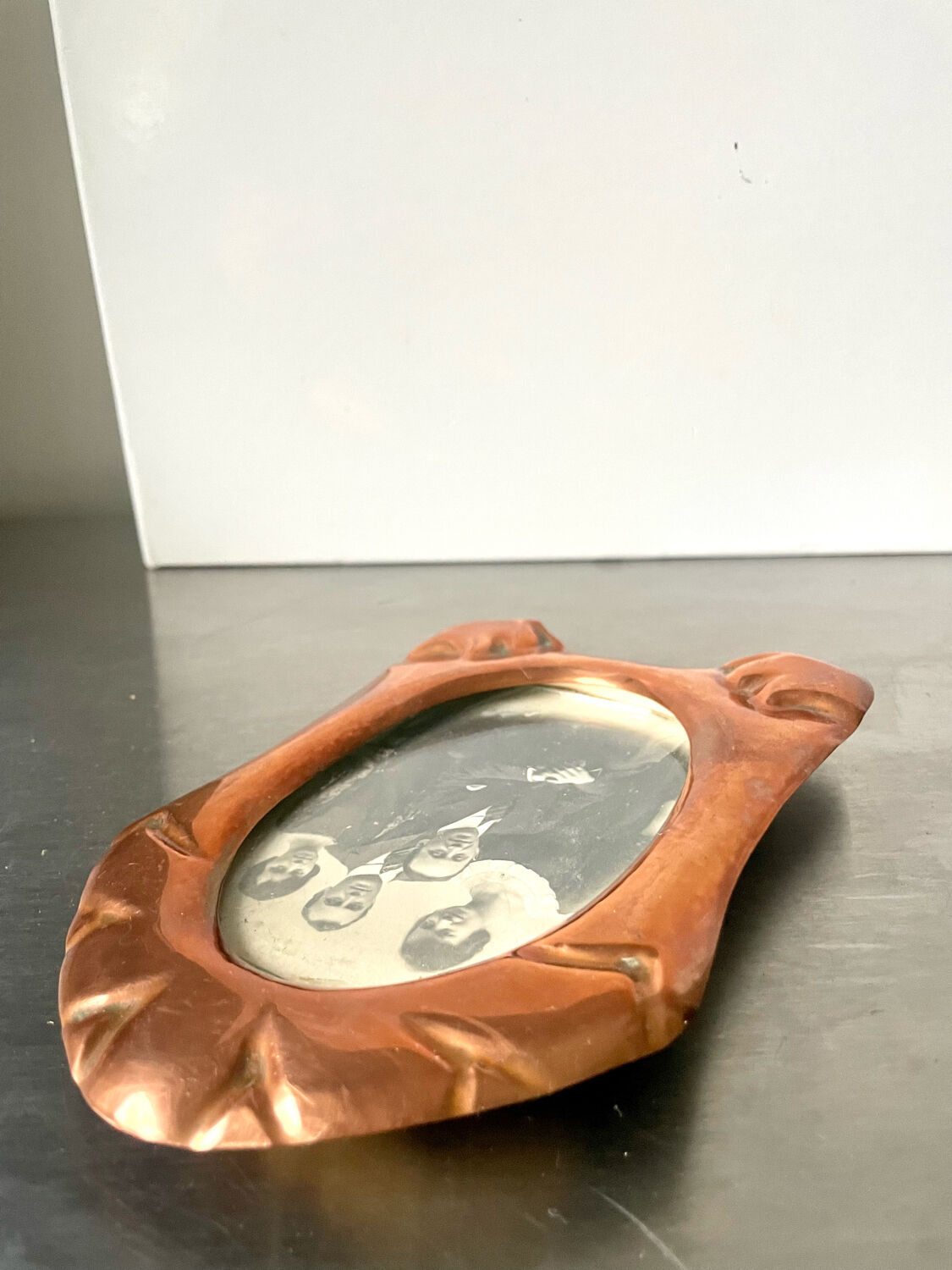 Art nouveau copper and metal photo frame