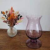 Tall purple glass candle holder / tealight holder
