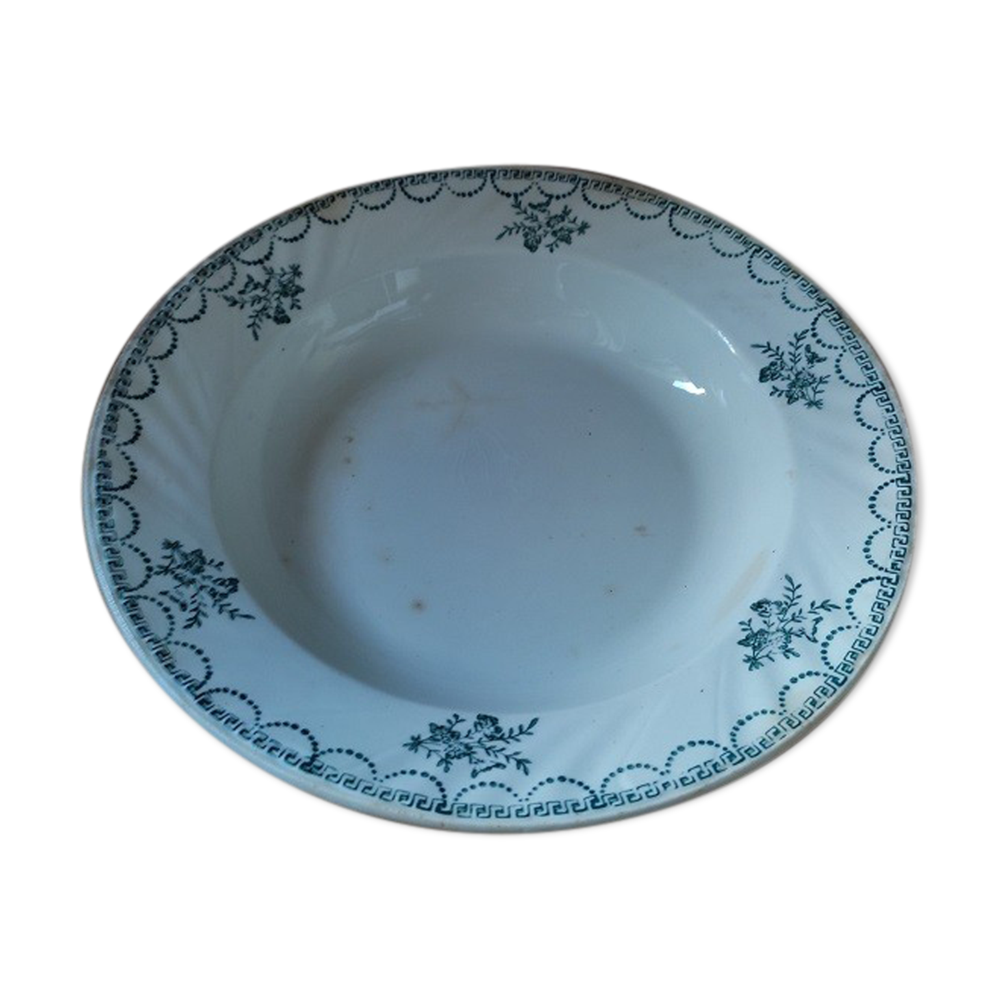 Hollow porcelain dish St Amand green flowers
