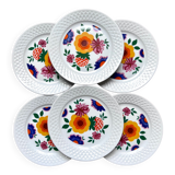 1980s dessert plates stamped Bavaria Schrirnding flower pattern mod funky