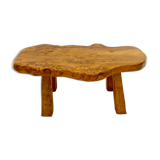 Brutalist elm magnifying glass coffee table 1970s