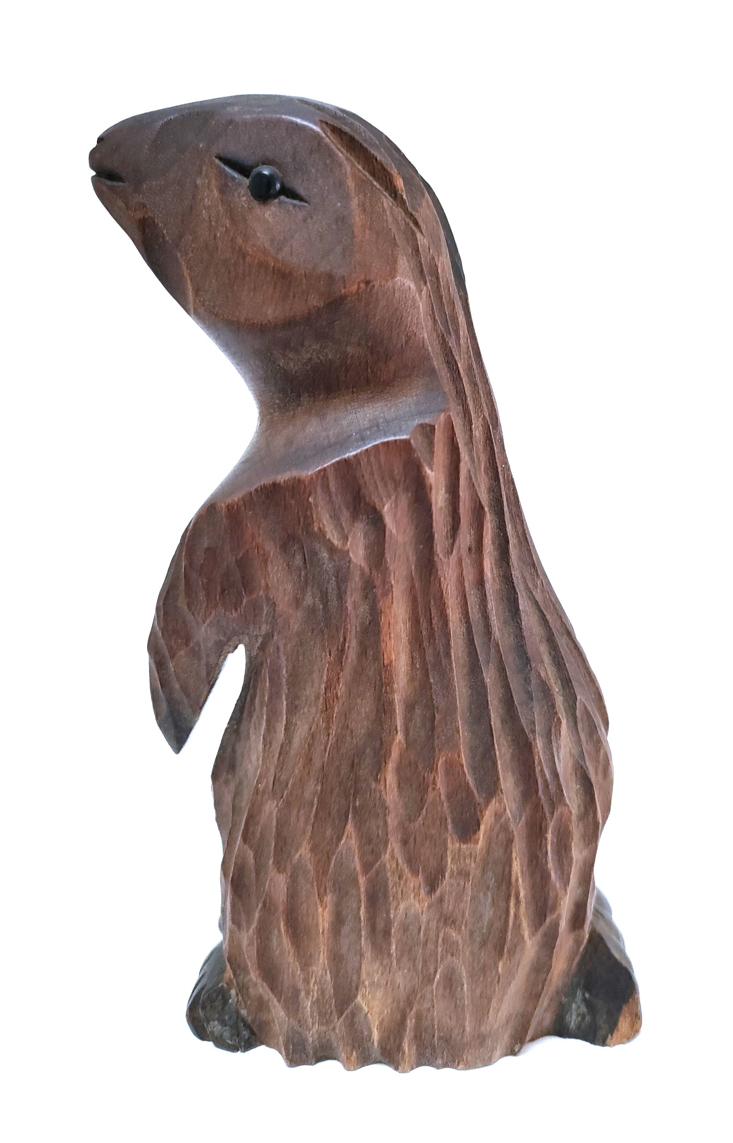 Deux marmottes bois sculpté art populaire français