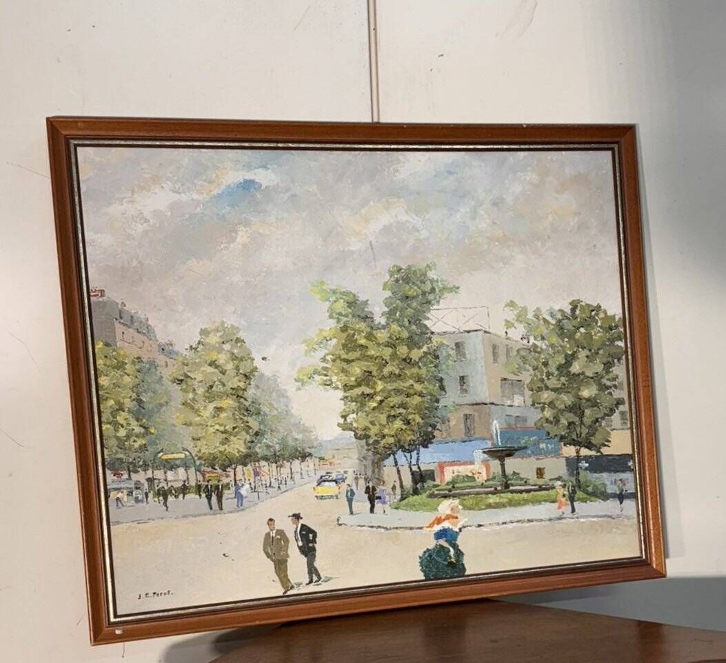 JC Perot: Large oil on canvas "Place Pigalle"