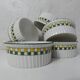 6 old ramekins porcelain checkerboard decoration