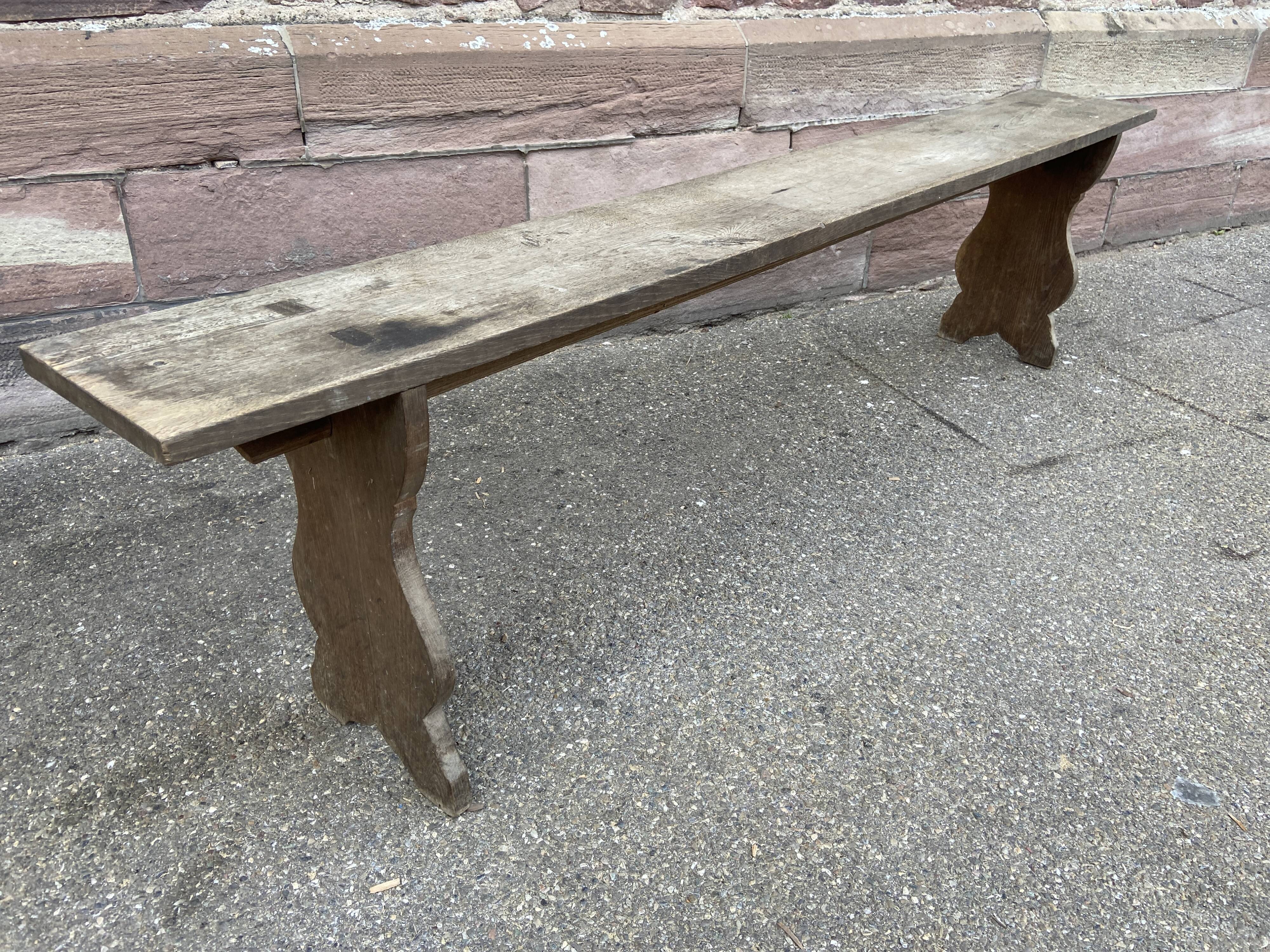 Rustic oak farm bench 1900s
