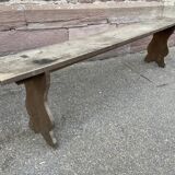 Rustic oak farm bench 1900s