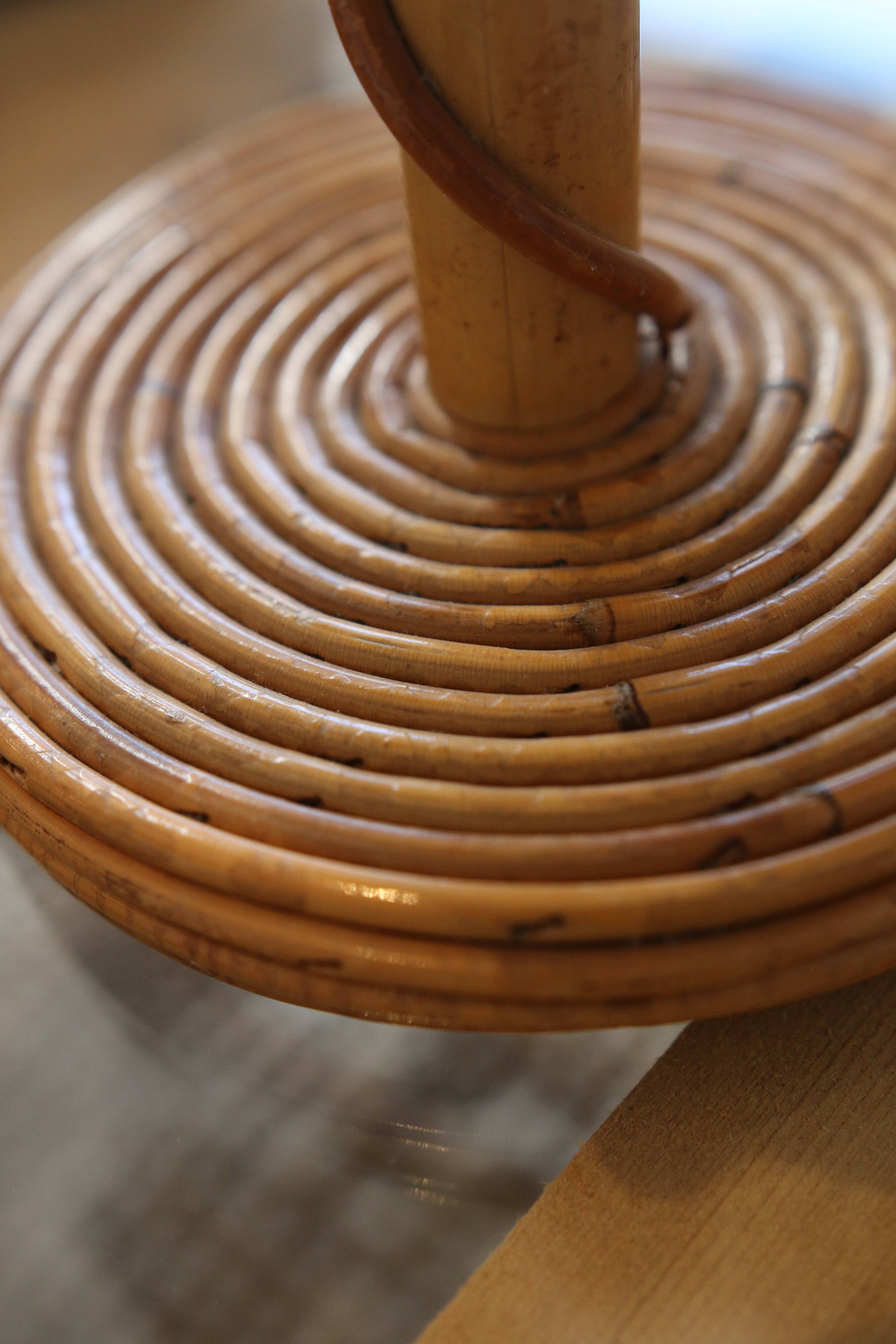 Louis Sognot rattan lamp, 1950s-60s