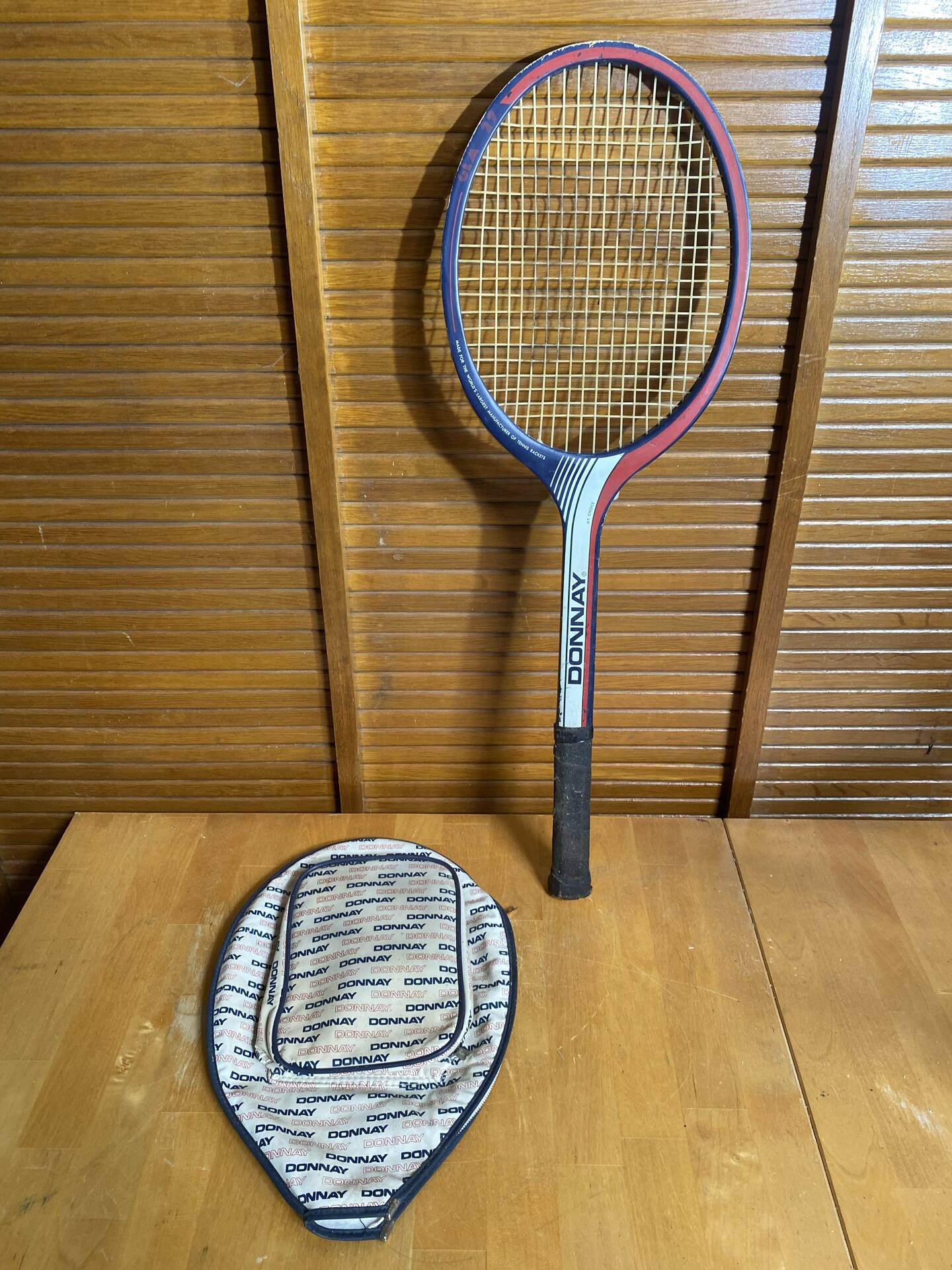 Vintage DONNAY GLM 27 Wooden Tennis Racket + Sports Cover #E2