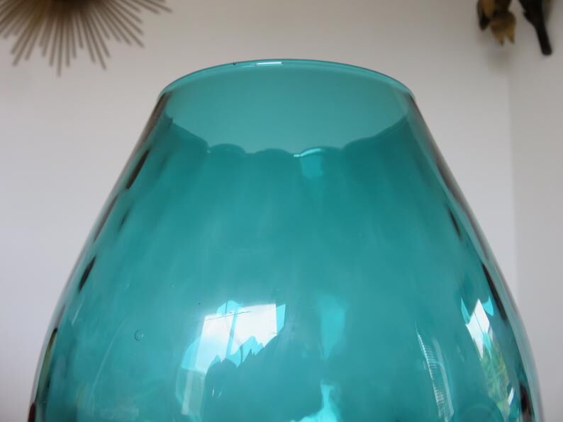 Italy glass vase in turquoise green 70s