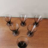 Lot de 6 verres art déco verre fumé