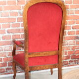 Red velvet voltaire armchair
