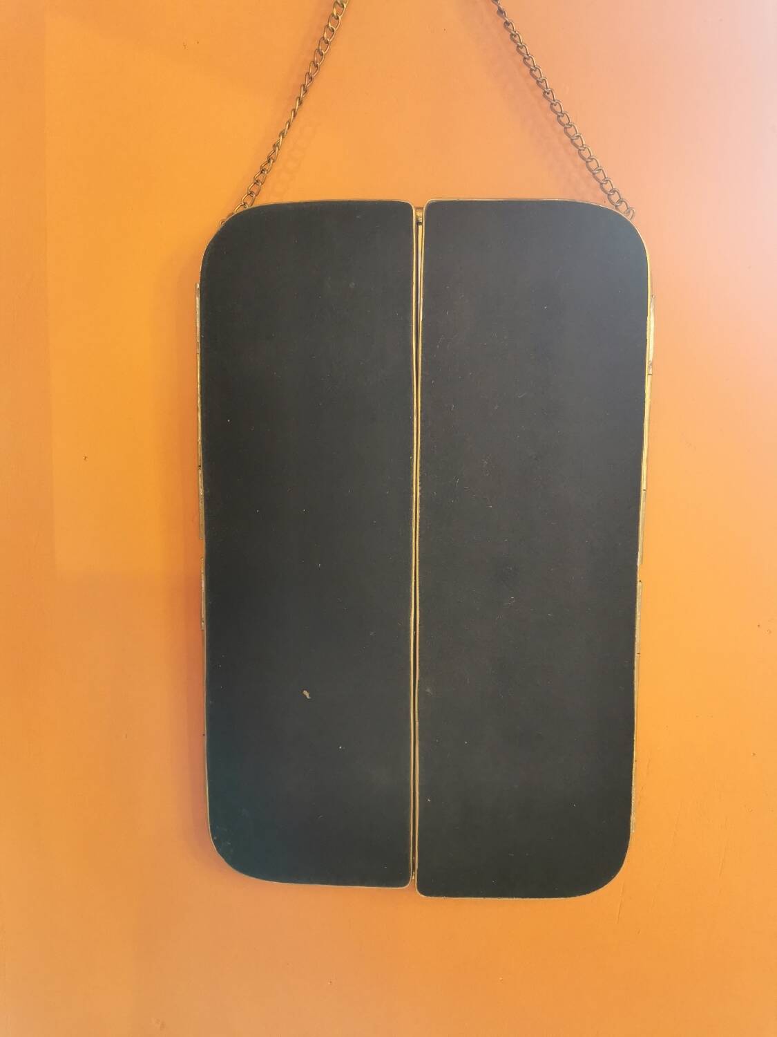 Solid brass triptych barber mirror