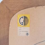 Mid-century modern sculptural wall mirror in stained oak, glass, Glas & Trä 1959