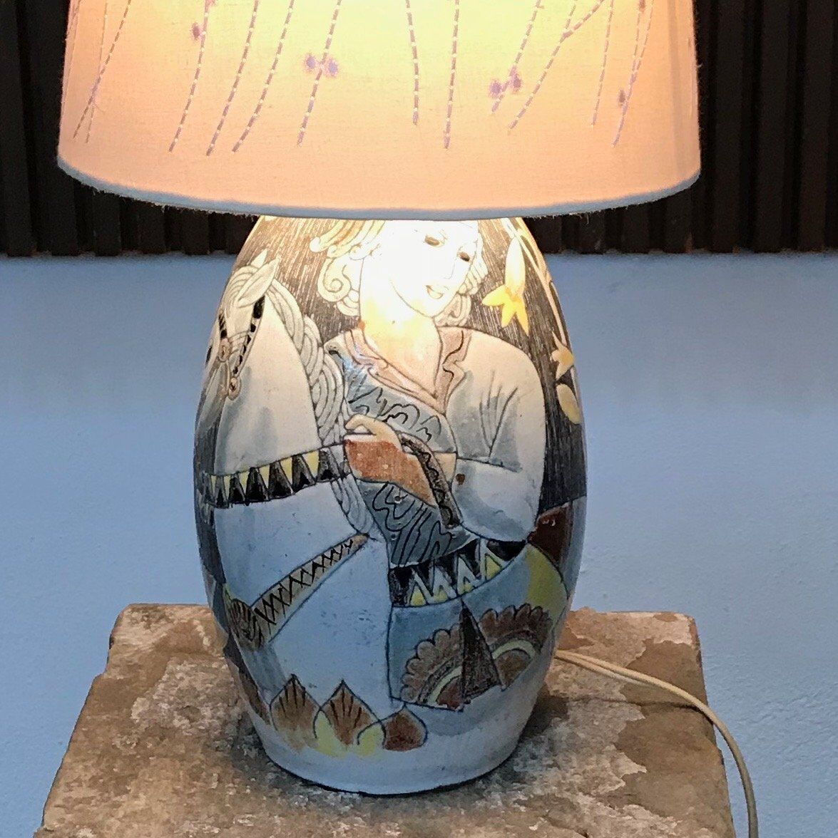 Swedish glazed ceramic table lamp by Marian Zawadzki for Tilgmans Keramik, 1957