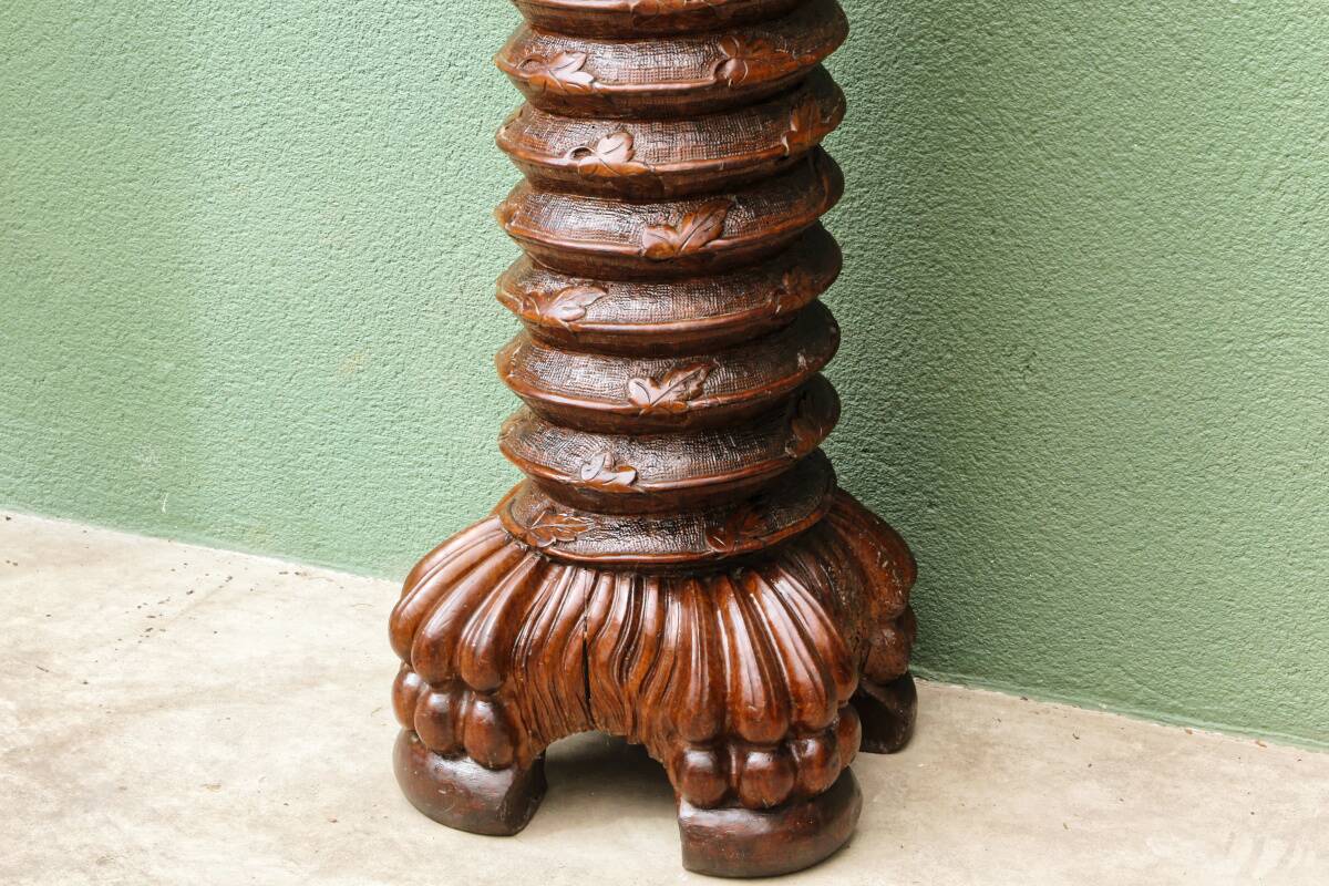 Column, carved walnut press screw, 19th century