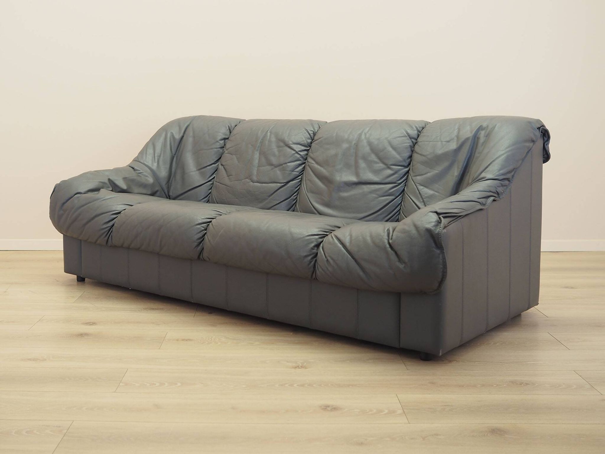 Italian leather sofa, three-seater, 1970s