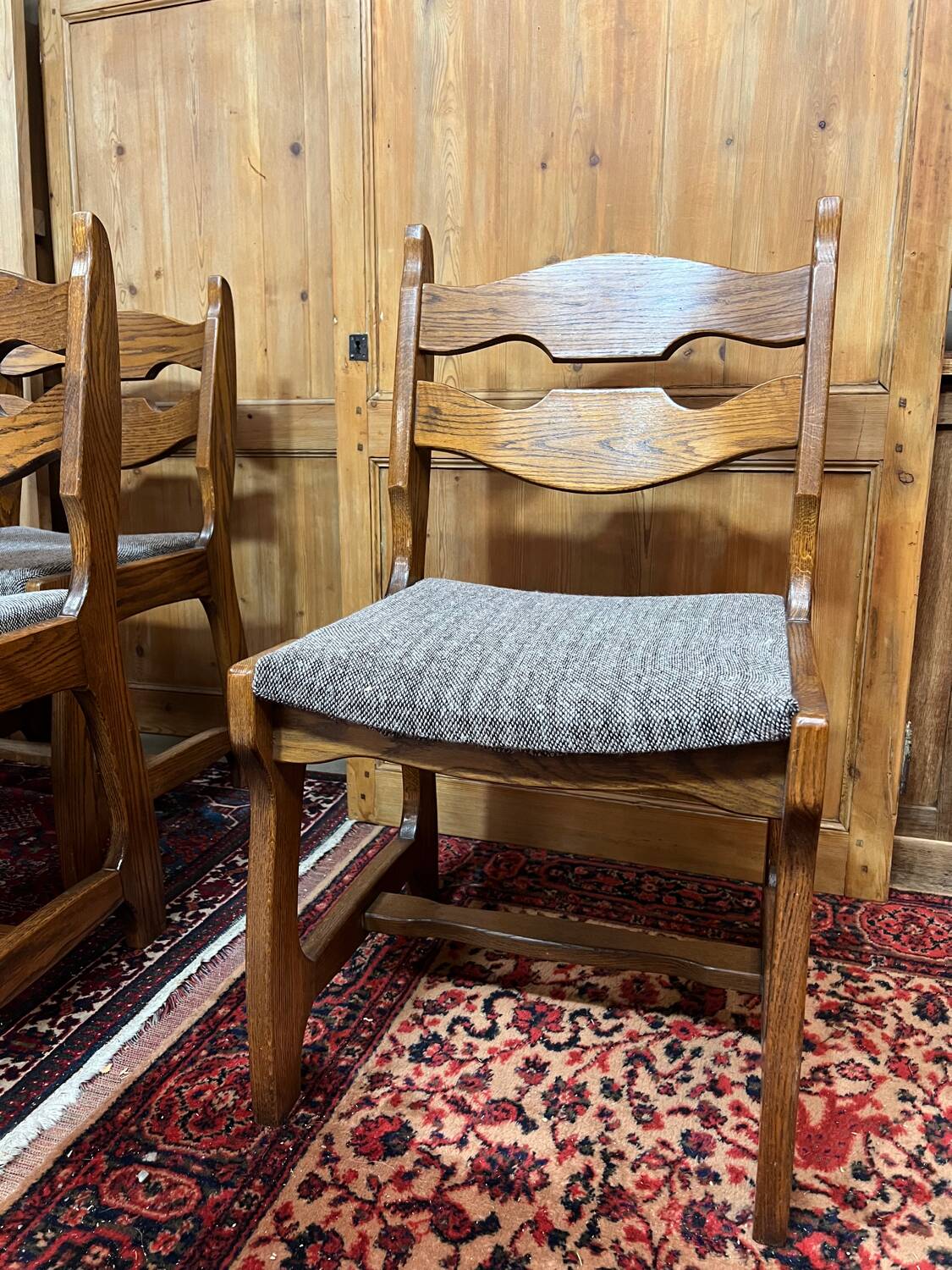 6 Vintage Brutalist Dining Chairs, 1970