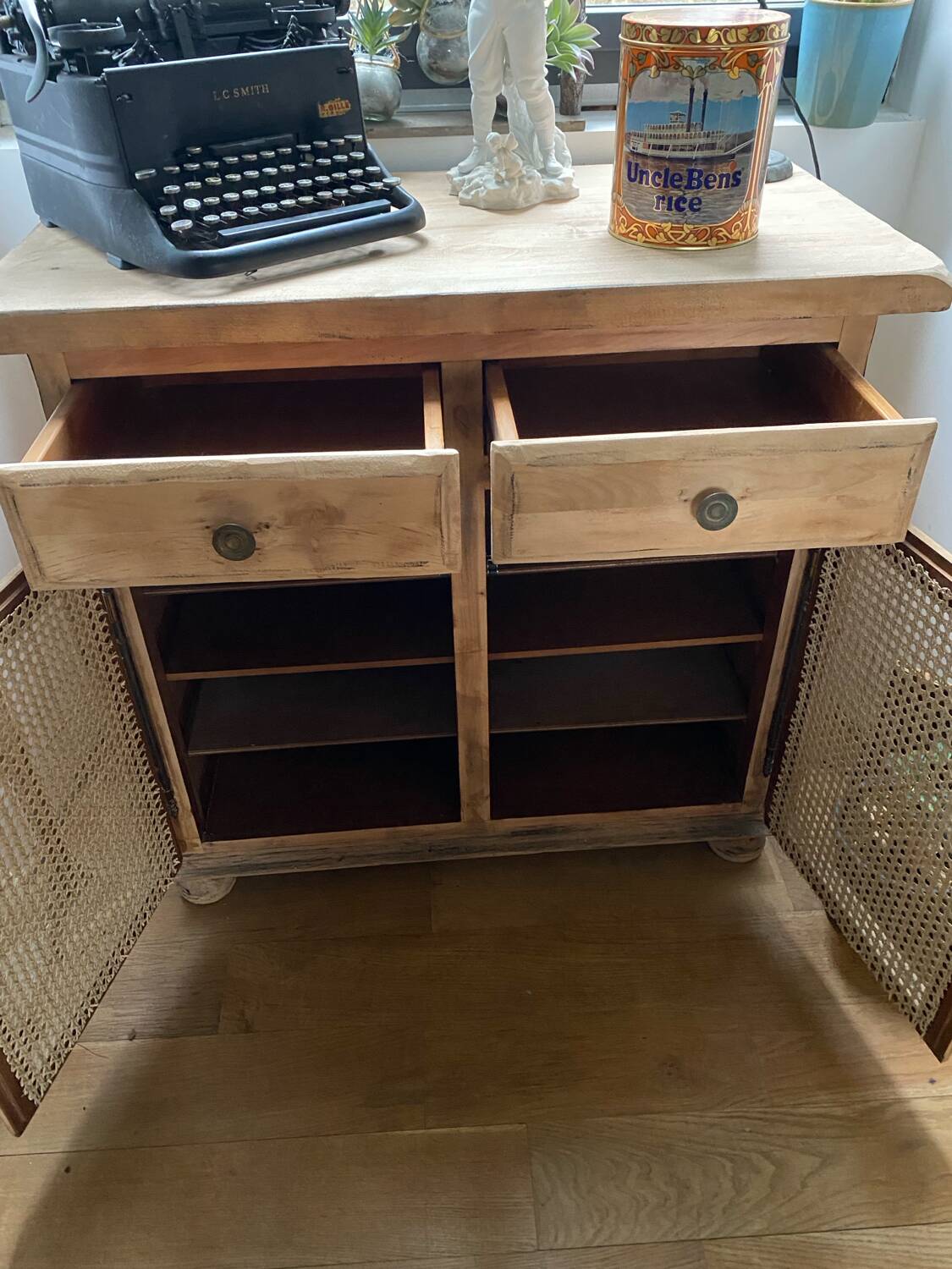 Old Parisian buffet with patinated solid wood