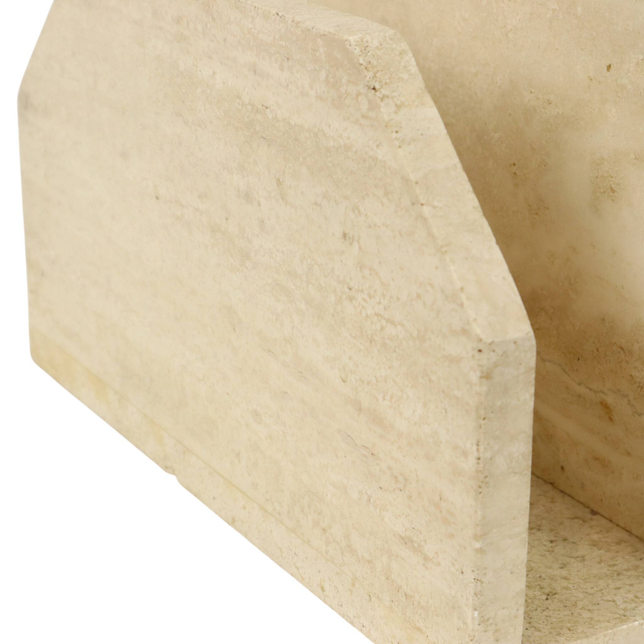 Vintage Travertine Natural Stone Magazine Rack – 1970s