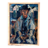 Large oil on canvas Ferruccio Ferri - 1955 - "The Fisherman" canvas 105x75 cm
