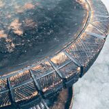 Handcrafted Low Stool in Carved Stained Wood, Africa, 1950s