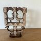 Vintage Candle Holder 70's Cut Stone Plaster Birds
